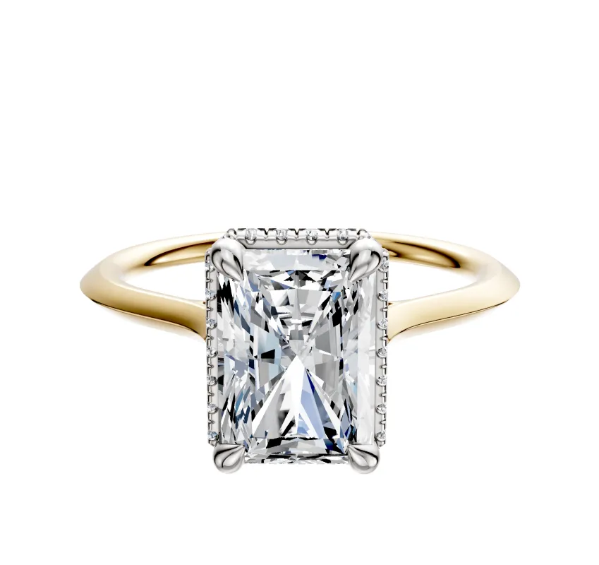 14K Two Tone 4 Prong Collar Cathedral Knife Edge 1.5mm Engagement Ring sold by Effy