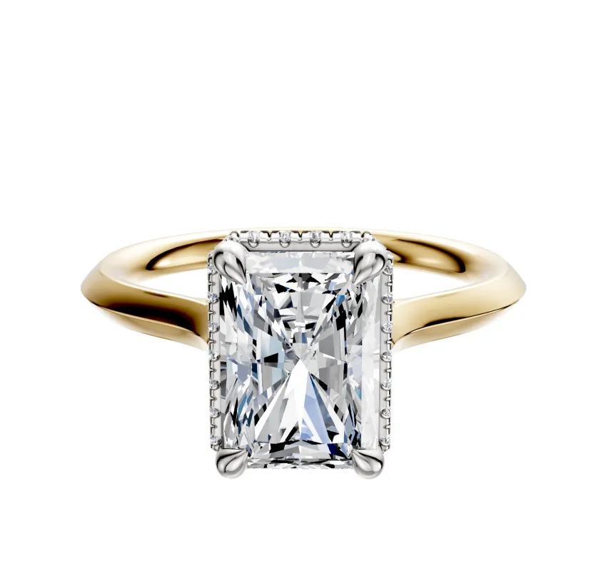 14K Two Tone 4 Prong Collar Cathedral Knife Edge 2.0mm Engagement Ring made by Effy