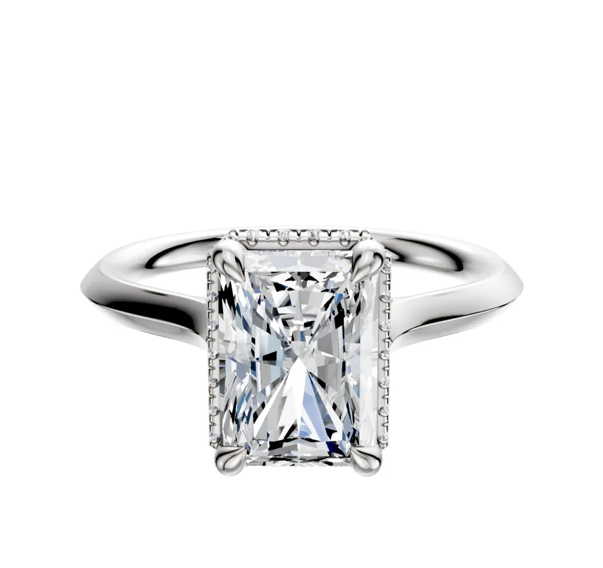 18K White Gold 4 Prong Collar Cathedral Knife Edge 2.0mm Engagement Ring made by Effy