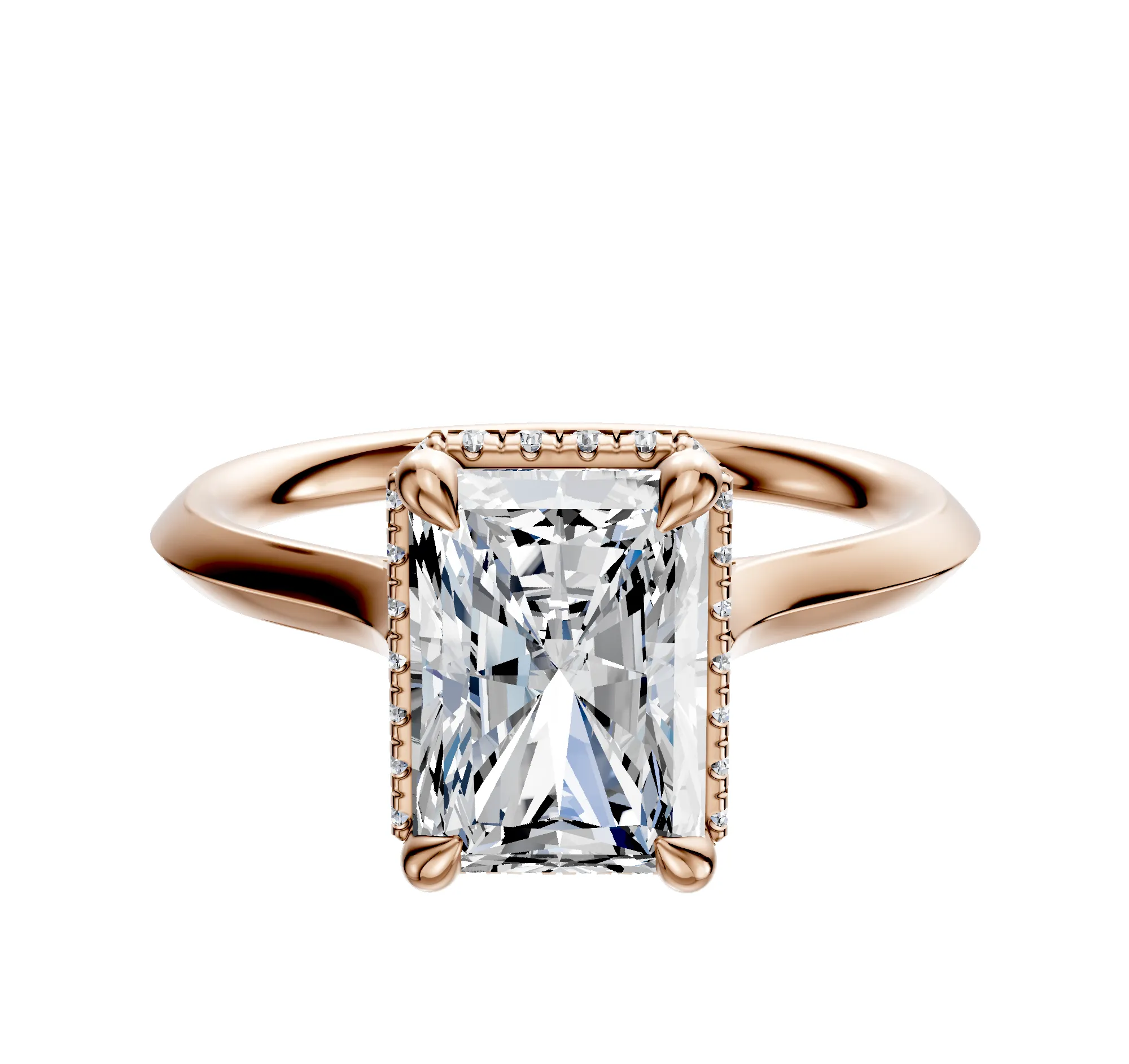 18K Rose Gold 4 Prong Collar Cathedral Knife Edge 2.0mm Engagement Ring sold by Effy