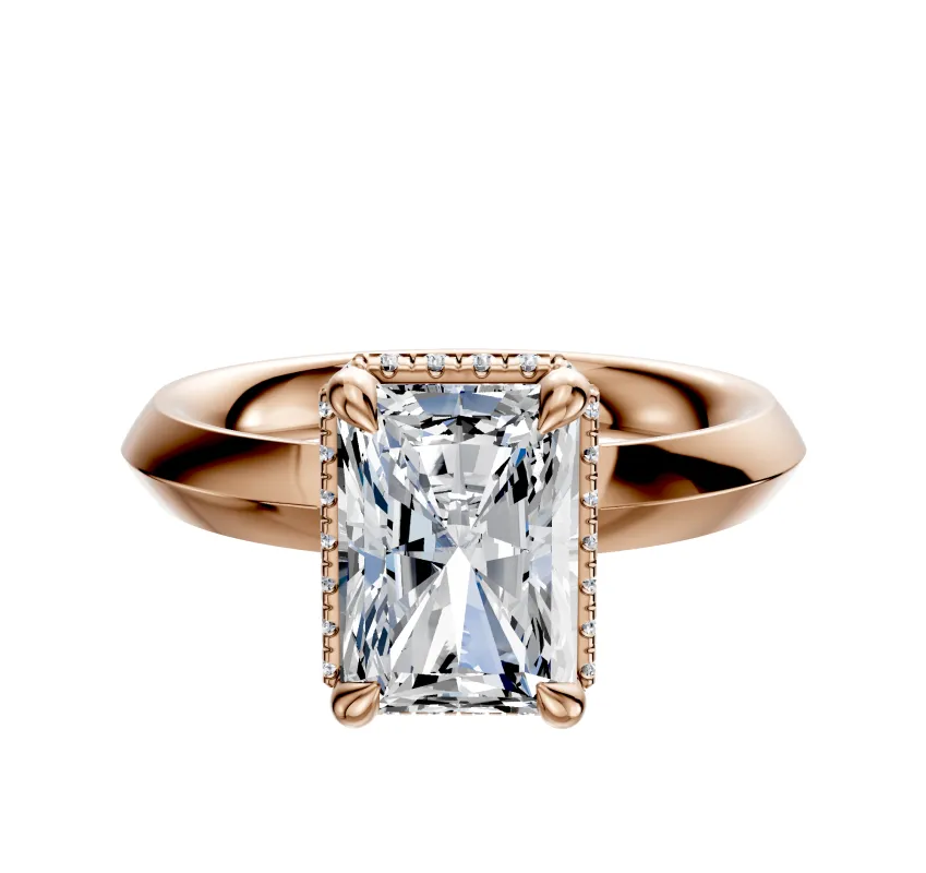 14K Rose Gold 4 Prong Collar Classic Knife Edge 3.0mm Engagement Ring made by Effy