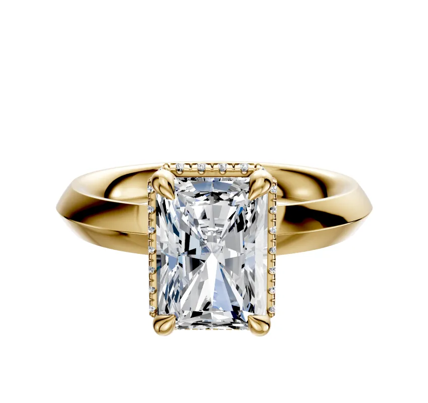 18K Yellow Gold 4 Prong Collar Classic Knife Edge 3.0mm Engagement Ring made by Effy