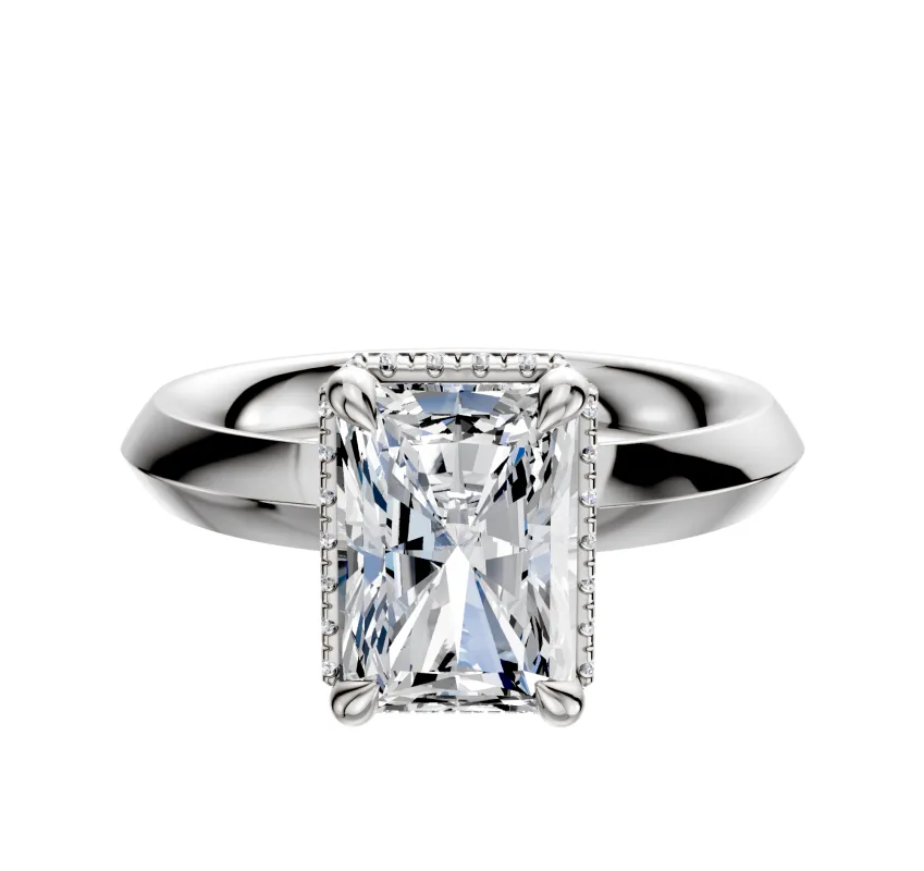 Platinum 4 Prong Collar Classic Knife Edge 3.0mm Engagement Ring made by Effy