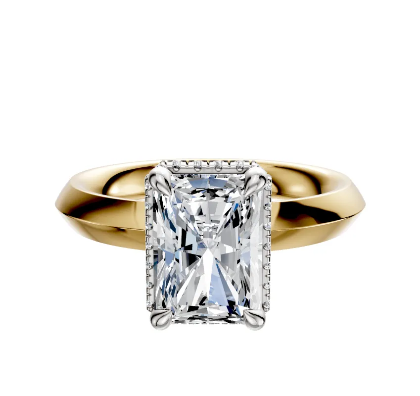 18K Two Tone 4 Prong Collar Classic Knife Edge 3.0mm Engagement Ring sold by Effy