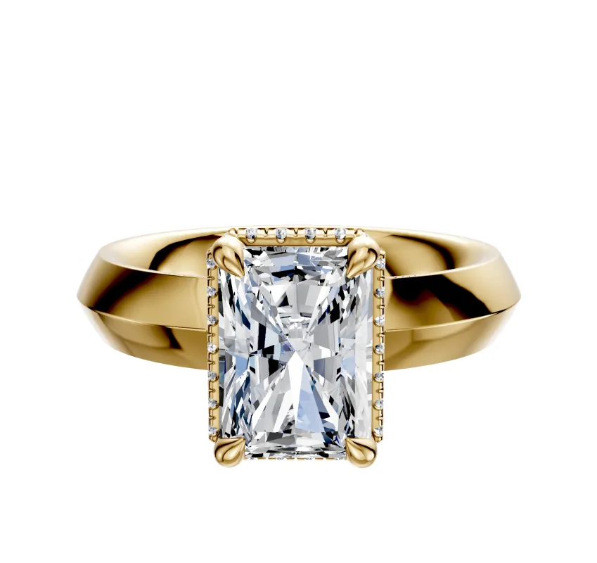 18K Yellow Gold 4 Prong Collar Classic Knife Edge 4.0mm Engagement Ring sold by Effy