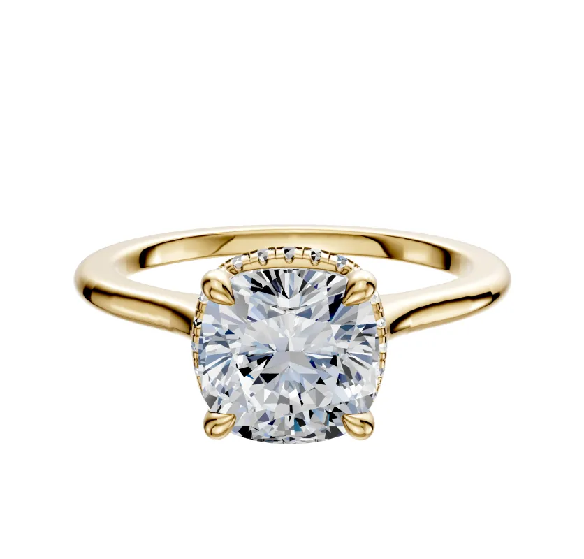 14K Yellow Gold 4 Prong Collar Cathedral Dome 1.5mm Engagement Ring made by Effy