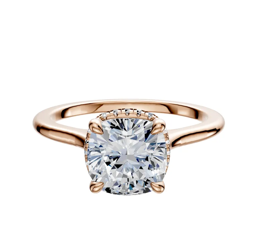 18K Rose Gold 4 Prong Collar Cathedral Dome 1.5mm Engagement Ring made by Effy
