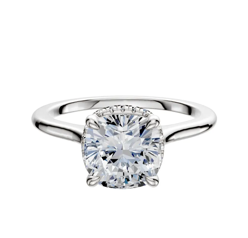 Platinum 4 Prong Collar Cathedral Dome 1.5mm Engagement Ring sold by Effy