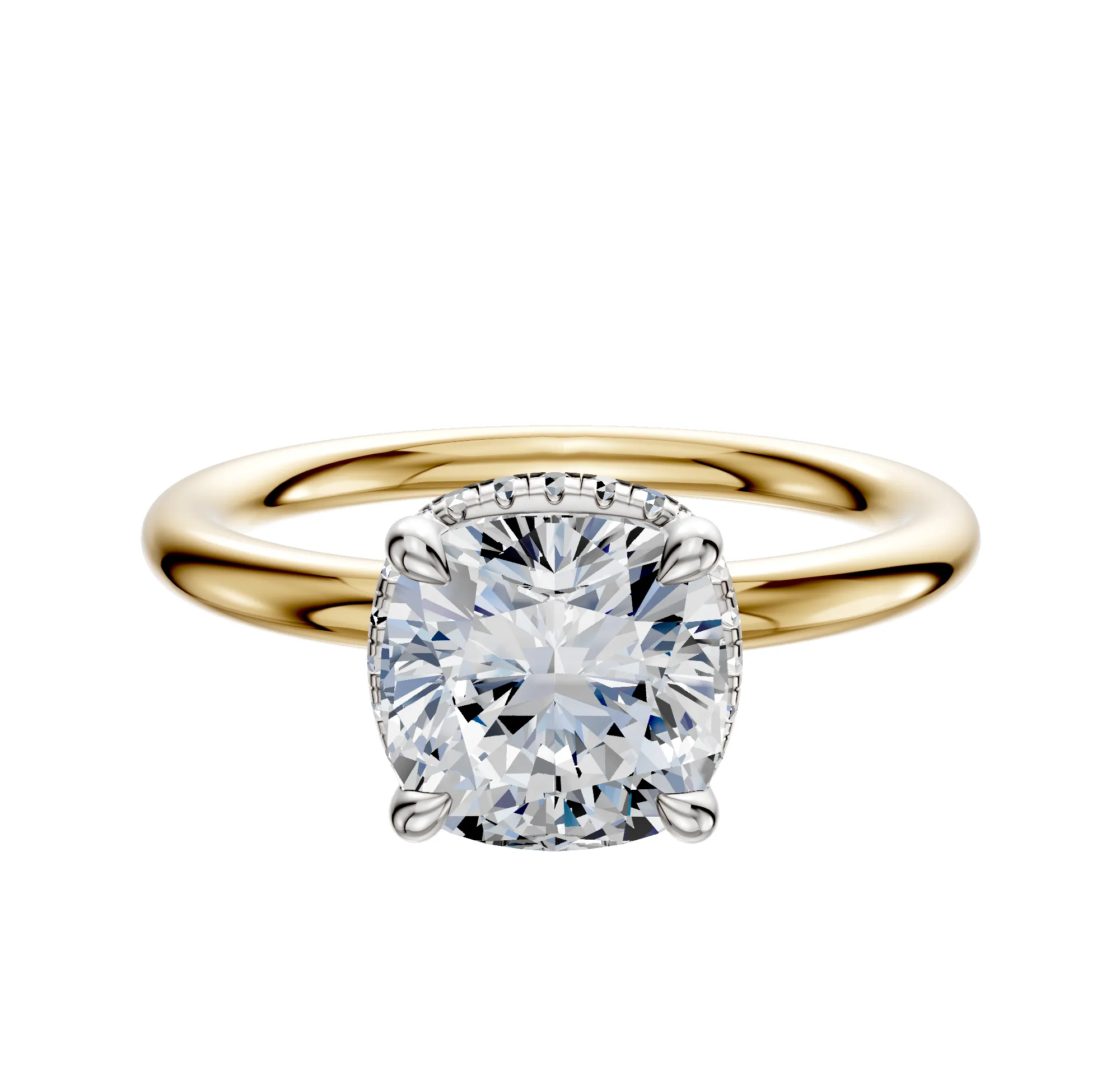 14K Two Tone 4 Prong Collar Classic Dome 2.0mm Engagement Ring sold by Effy