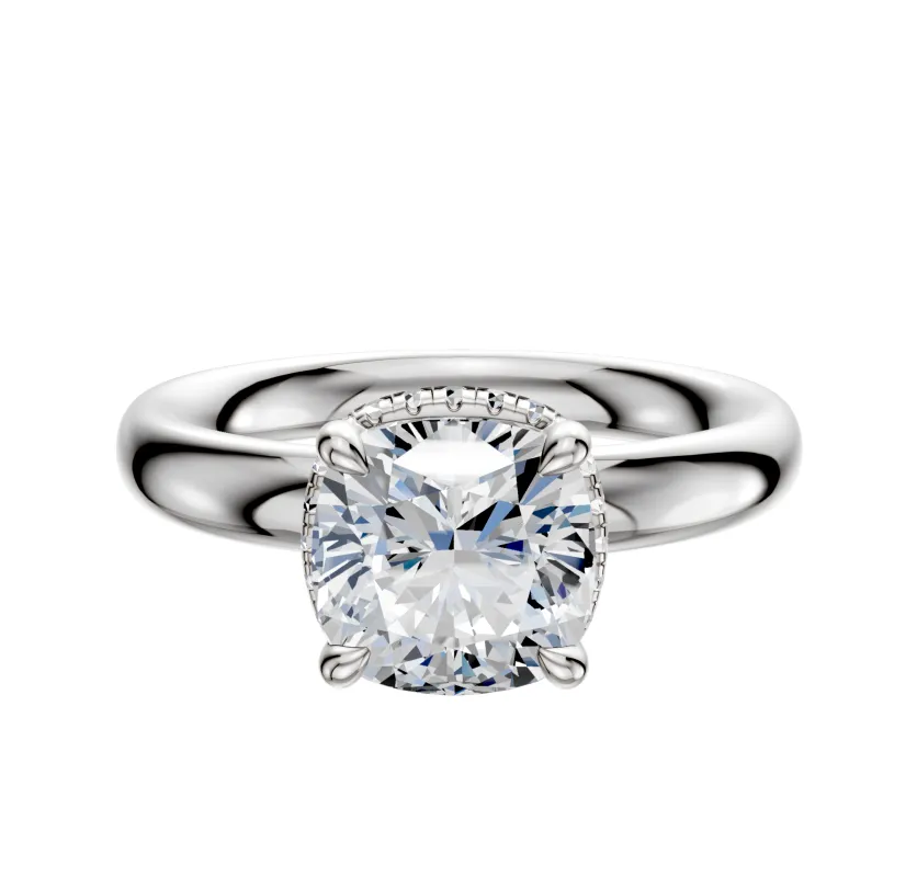 18K White Gold 4 Prong Collar Classic Dome 3.0mm Engagement Ring made by Effy