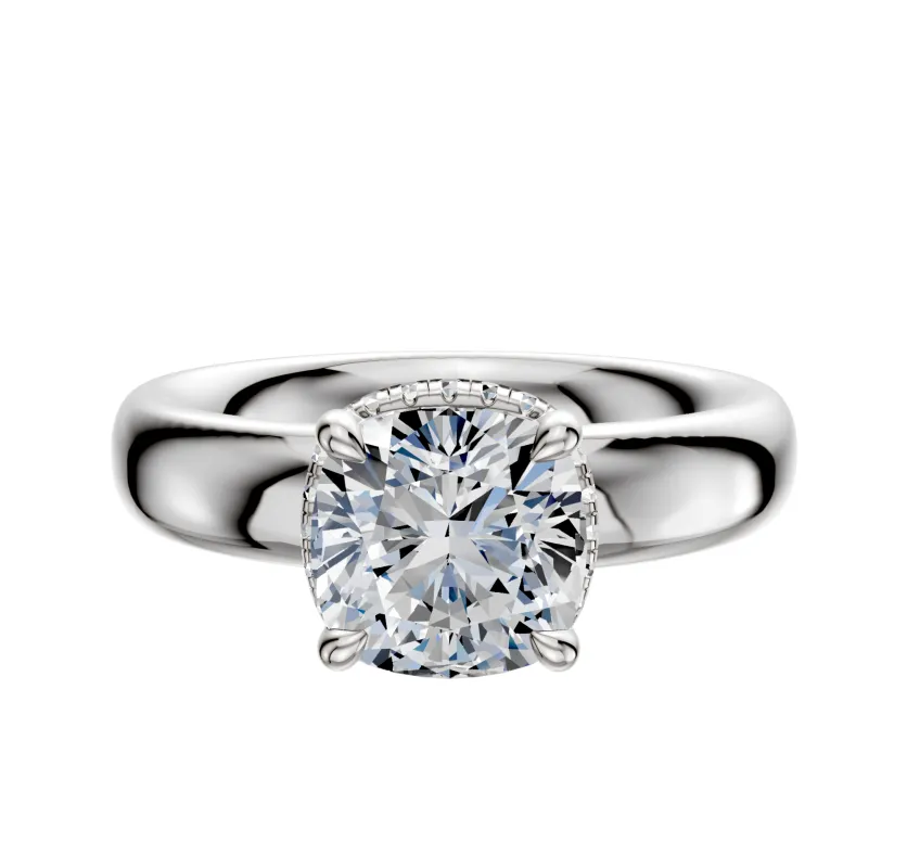 14K White Gold 4 Prong Collar Classic Dome 4.0mm Engagement Ring made by Effy