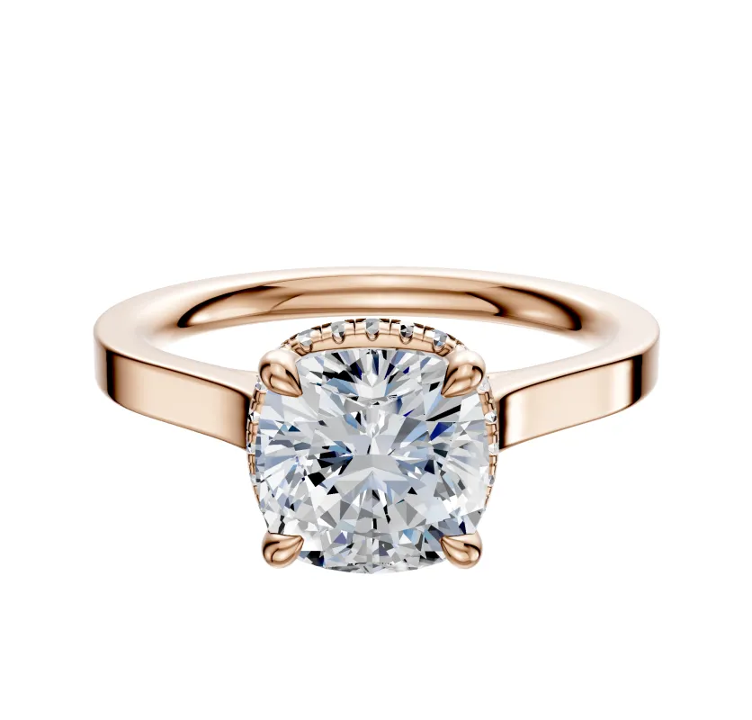 14K Rose Gold 4 Prong Collar Cathedral Flat 2.0mm Engagement Ring sold by Effy