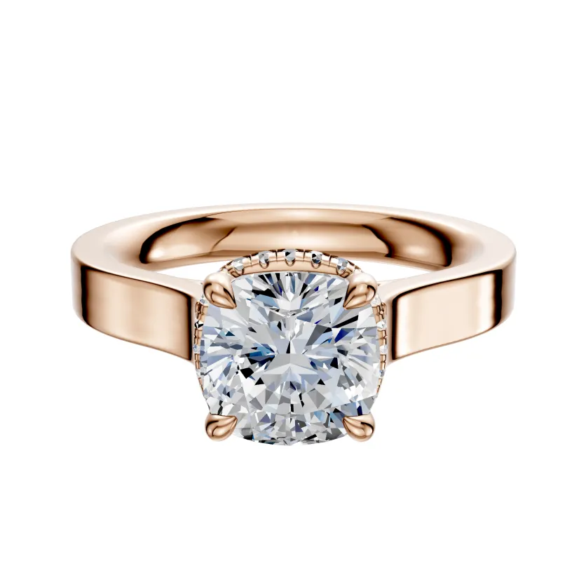 14K Rose Gold 4 Prong Collar Cathedral Flat 3.0mm Engagement Ring sold by Effy