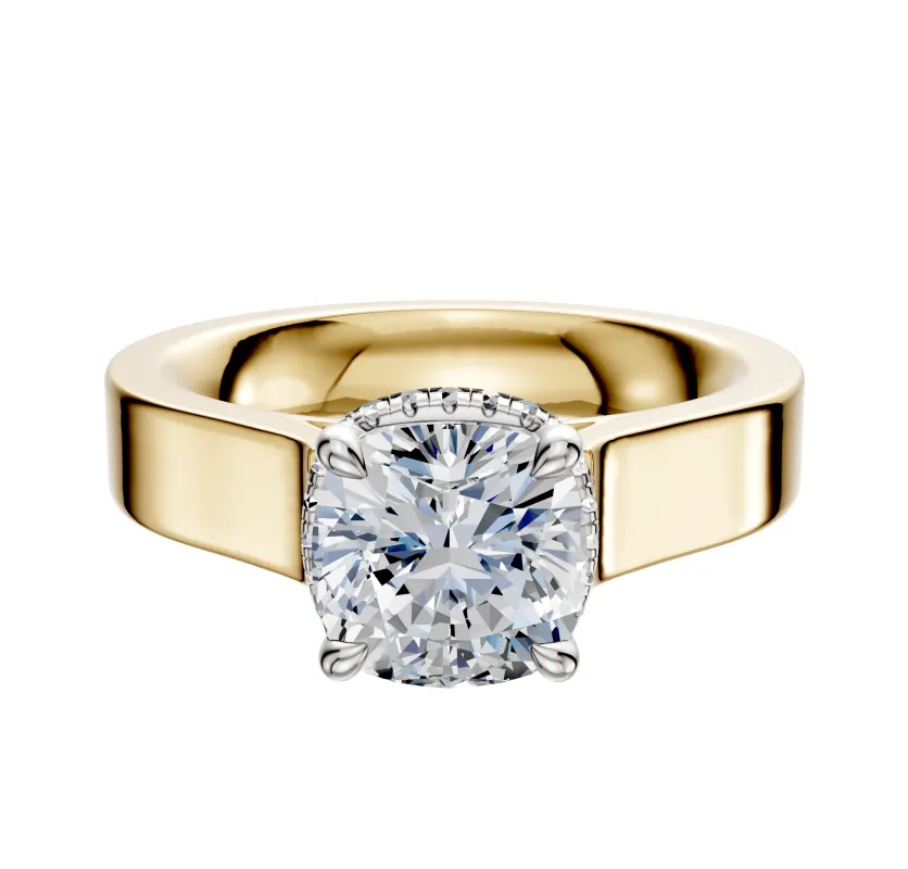 14K Two Tone 4 Prong Collar Cathedral Flat 4.0mm Engagement Ring sold by Effy