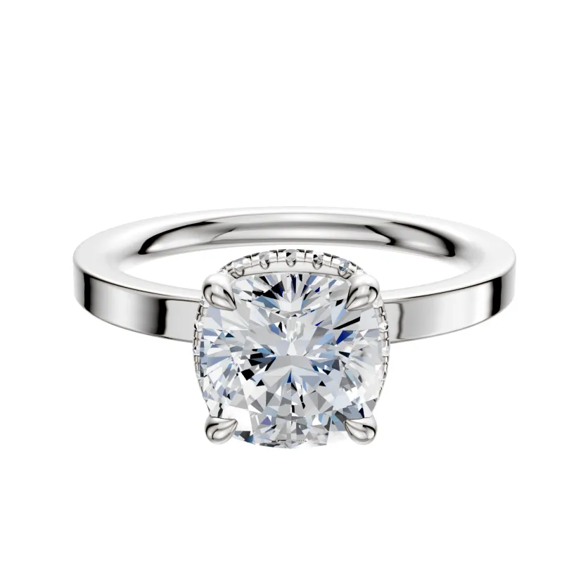 14K White Gold 4 Prong Collar Classic Flat 2.0mm Engagement Ring made by Effy