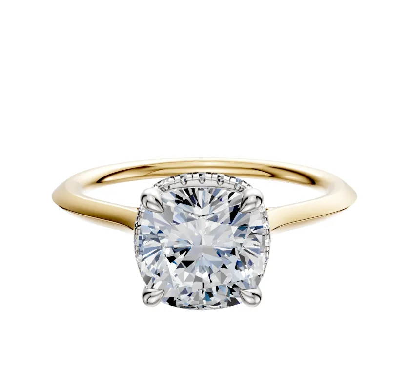 18K Two Tone 4 Prong Collar Cathedral Knife Edge 1.5mm Engagement Ring made by Effy