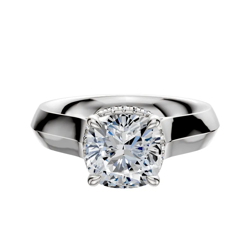 14K White Gold 4 Prong Collar Cathedral Knife Edge 4.0mm Engagement Ring sold by Effy