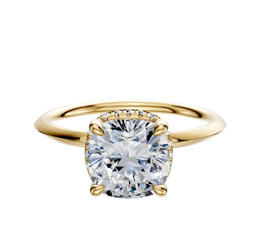 18K Yellow Gold 4 Prong Collar Classic Knife Edge 1.5mm Engagement Ring made by Effy