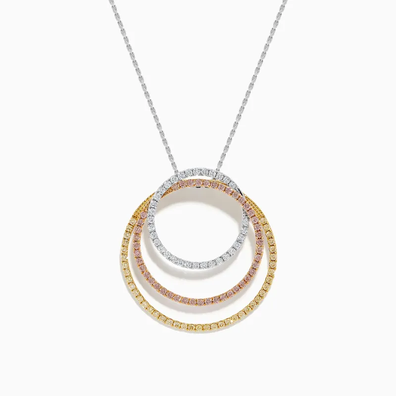 18K Gold Pink, Yellow and White Diamond Circles Pendant sold by Effy
