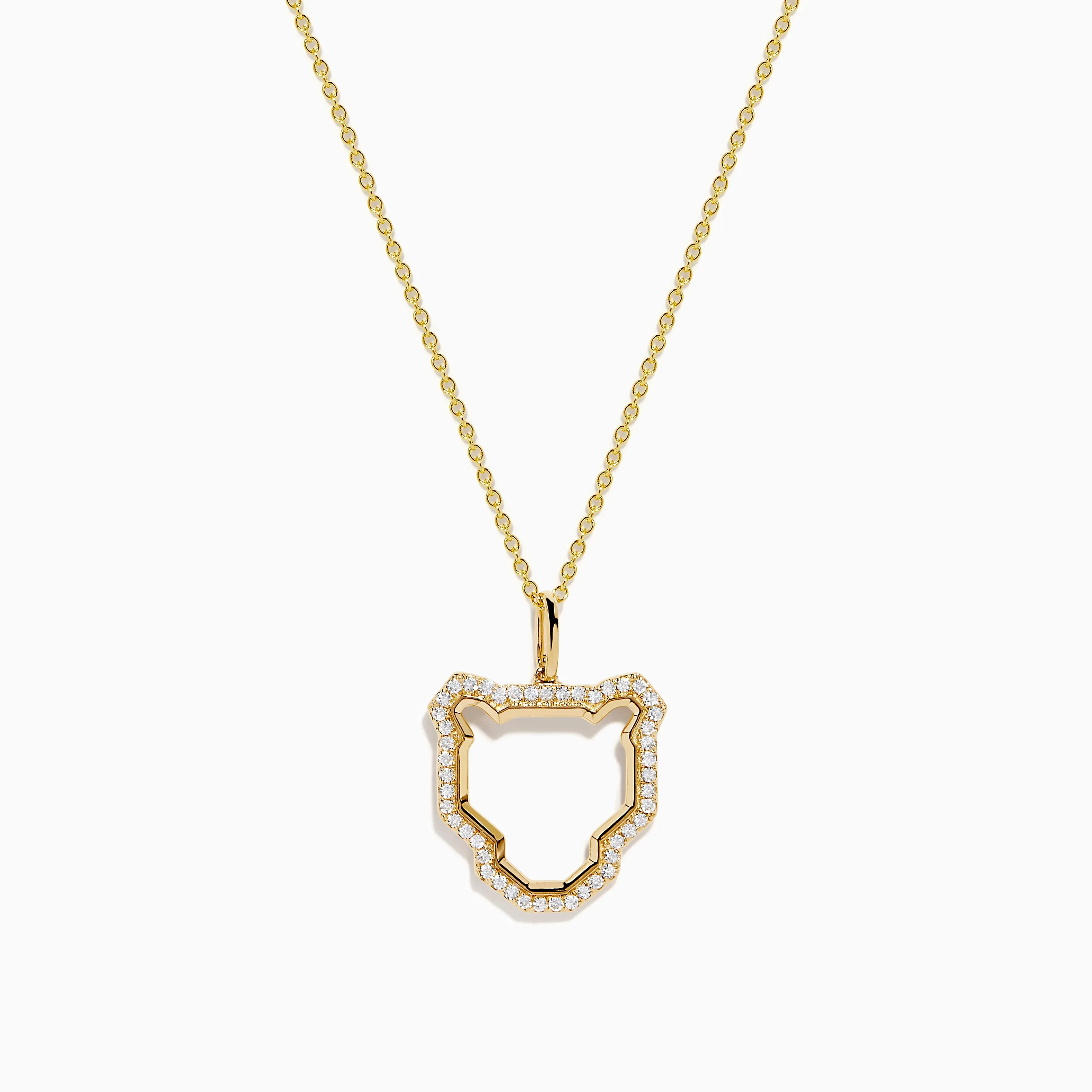 Signature 14K Yellow Gold Diamond Sculpted Panther Outline Pendant sold by Effy