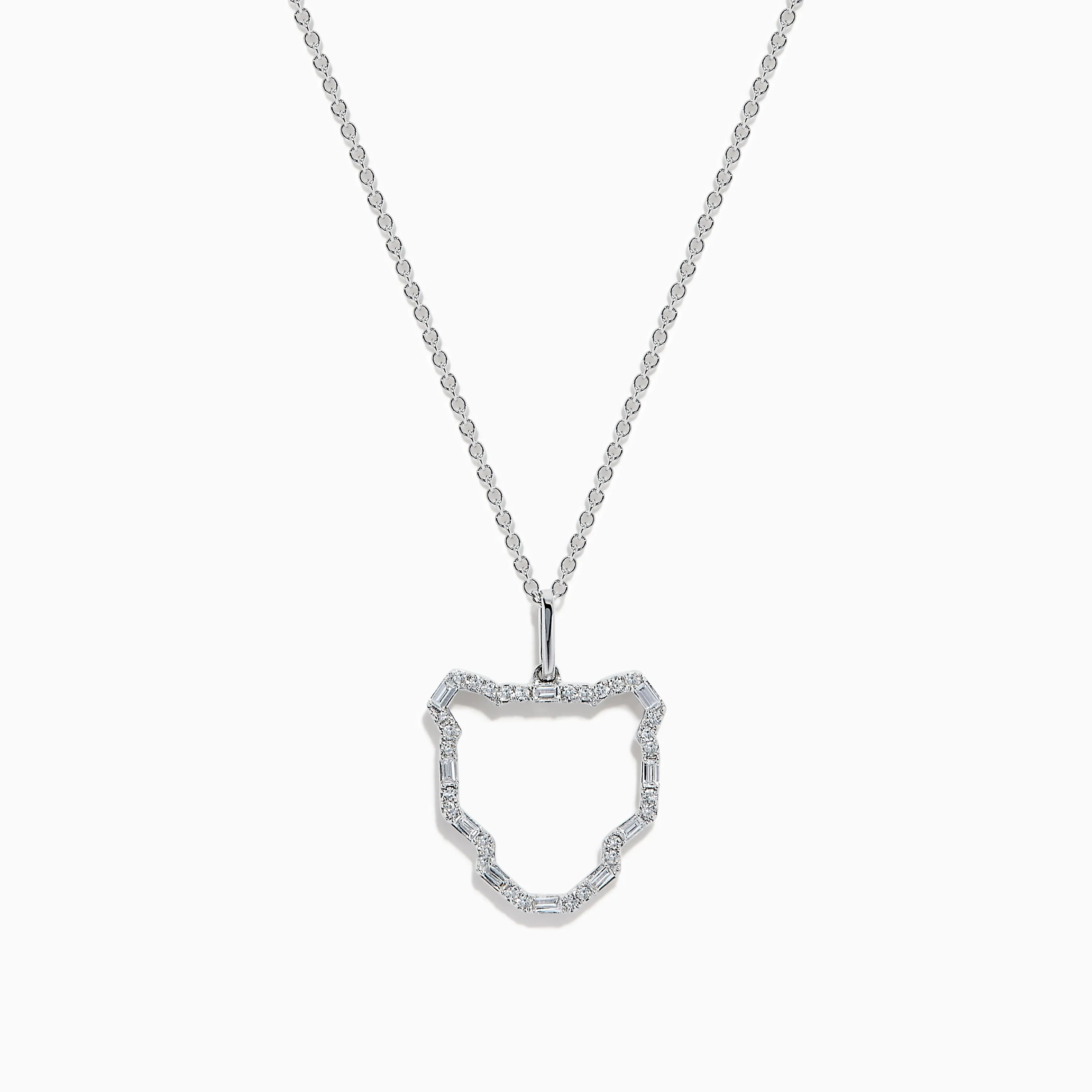 Signature 14K White Gold Multi Shape Diamond Panther Outline Pendant sold by Effy