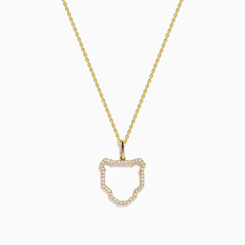 Signature 14K Yellow Gold Diamond Pave Panther Outline Pendant sold by Effy