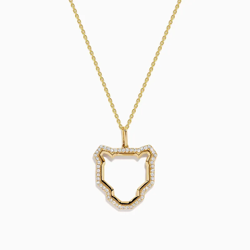 Signature 14K Yellow Gold Diamond Panther Silhouette Pendant sold by Effy