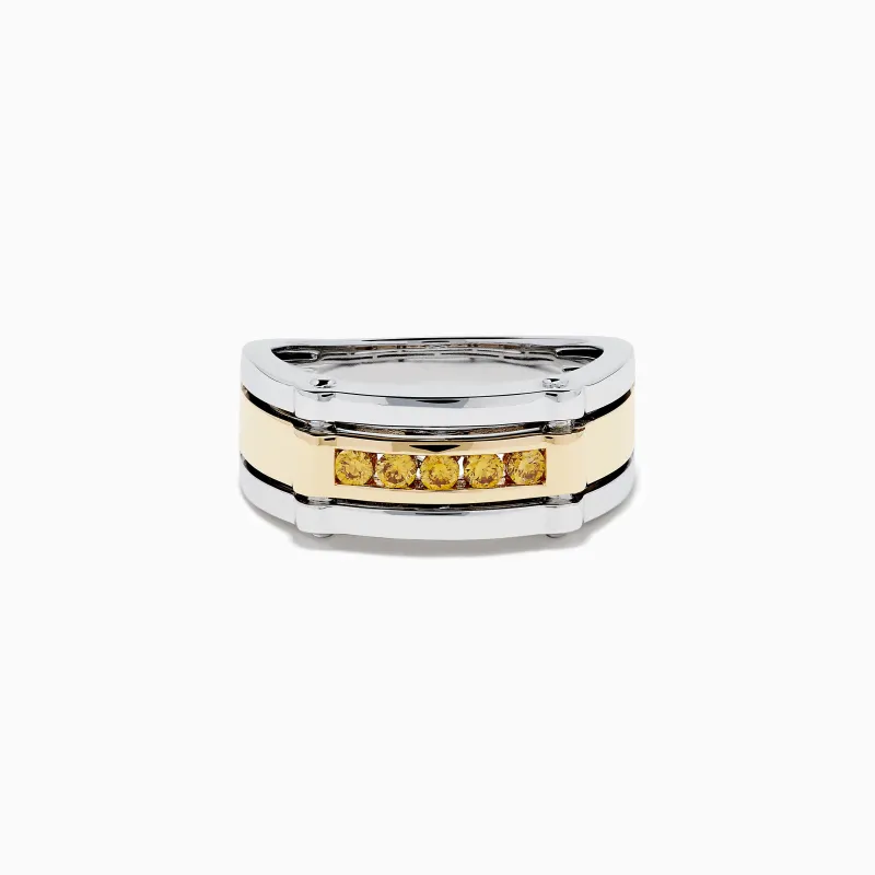 Men's 14K Two Tone Gold Yellow Diamond Ring sold by Effy
