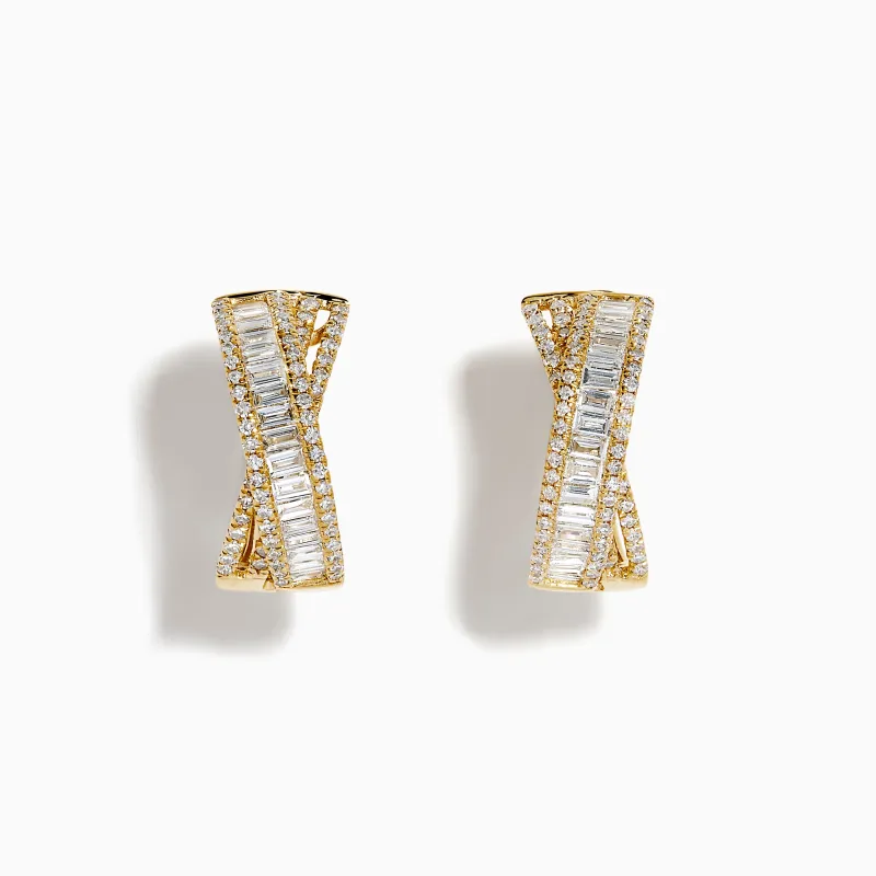 D'Oro 14K Yellow Gold Diamond Criss Cross Earrings sold by Effy