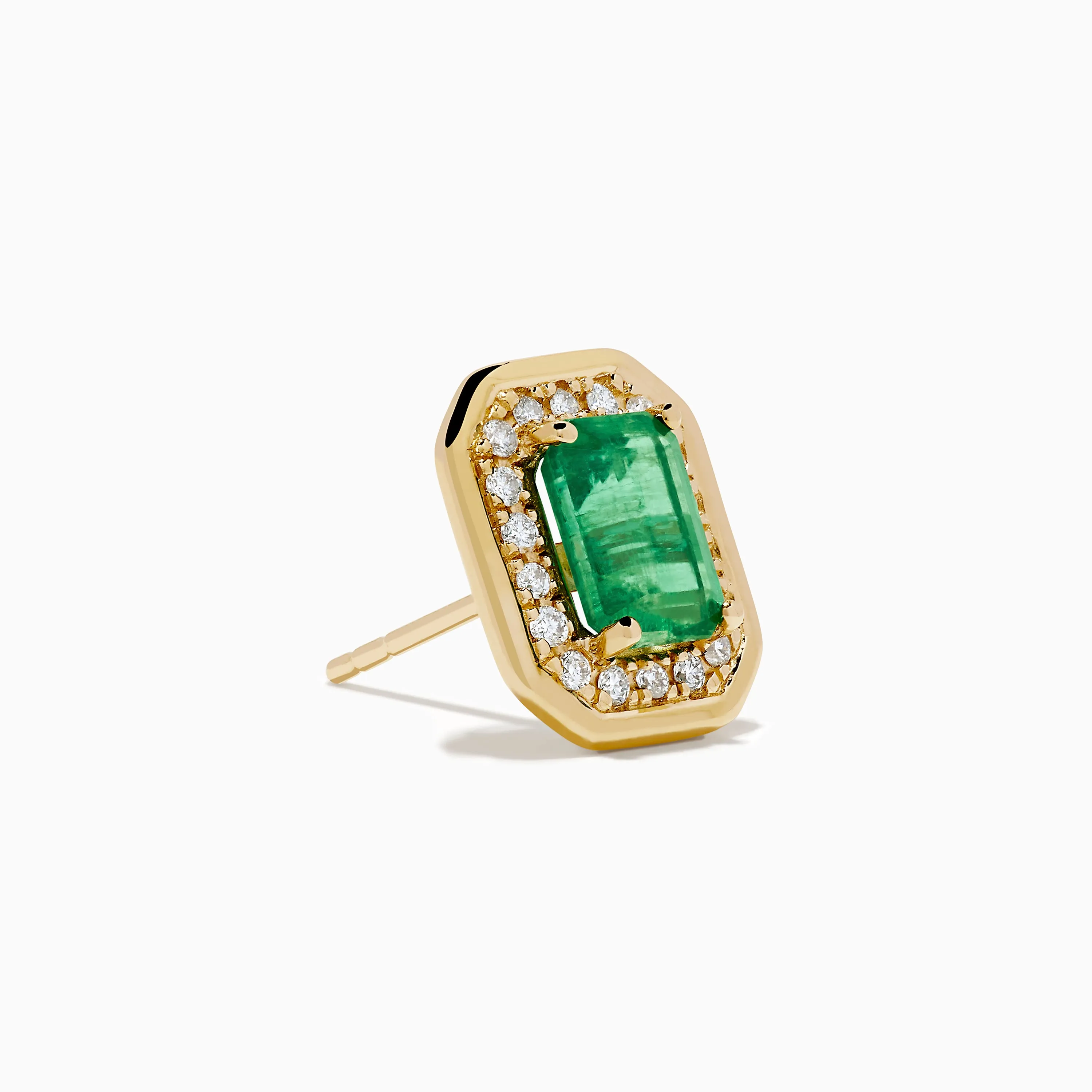 14K Yellow Gold Emerald and Diamond Halo Earrings sold by Effy product image thumbnail 3