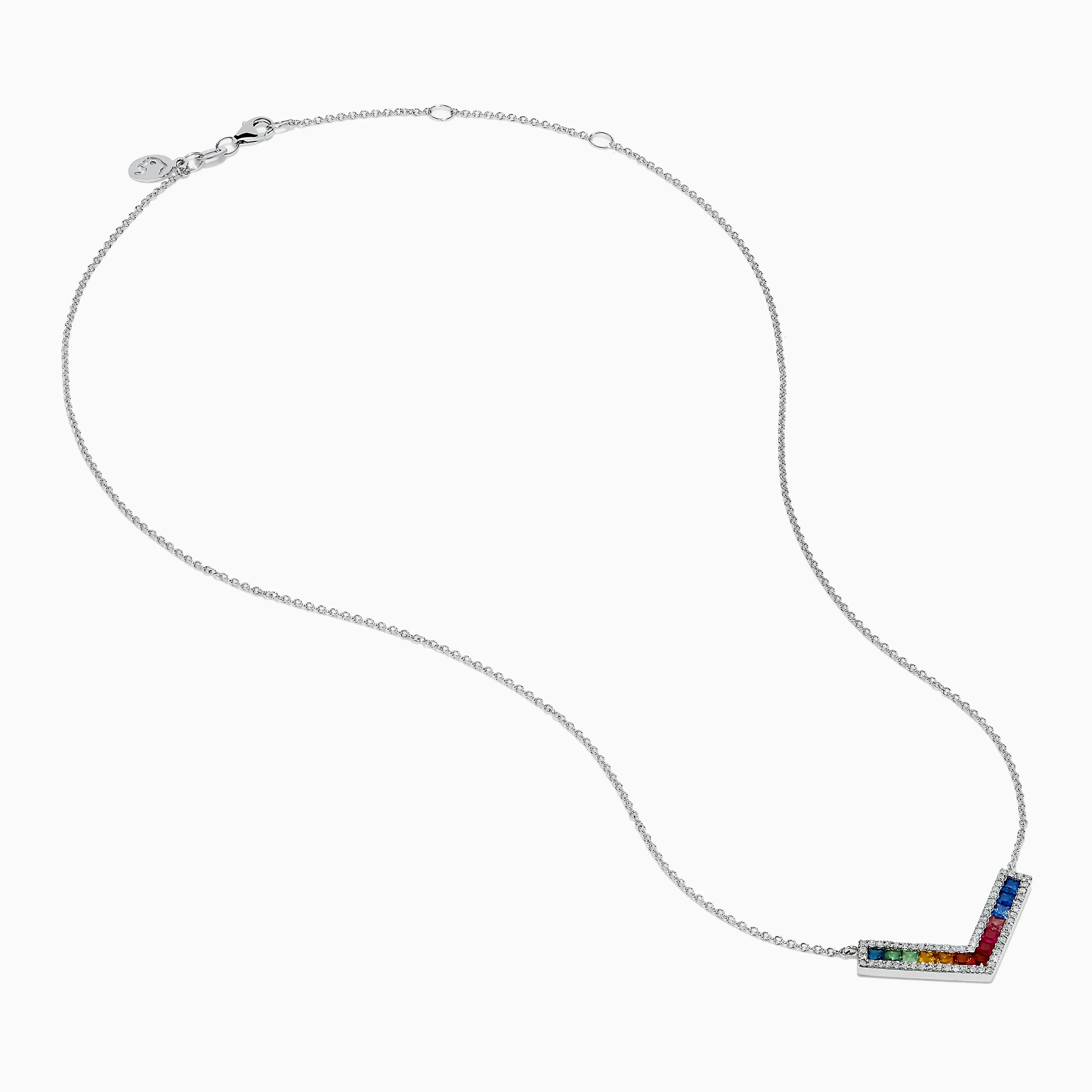 Watercolors 14K White Gold Multi Sapphire and Diamond Collarbone Necklace sold by Effy product image thumbnail 2