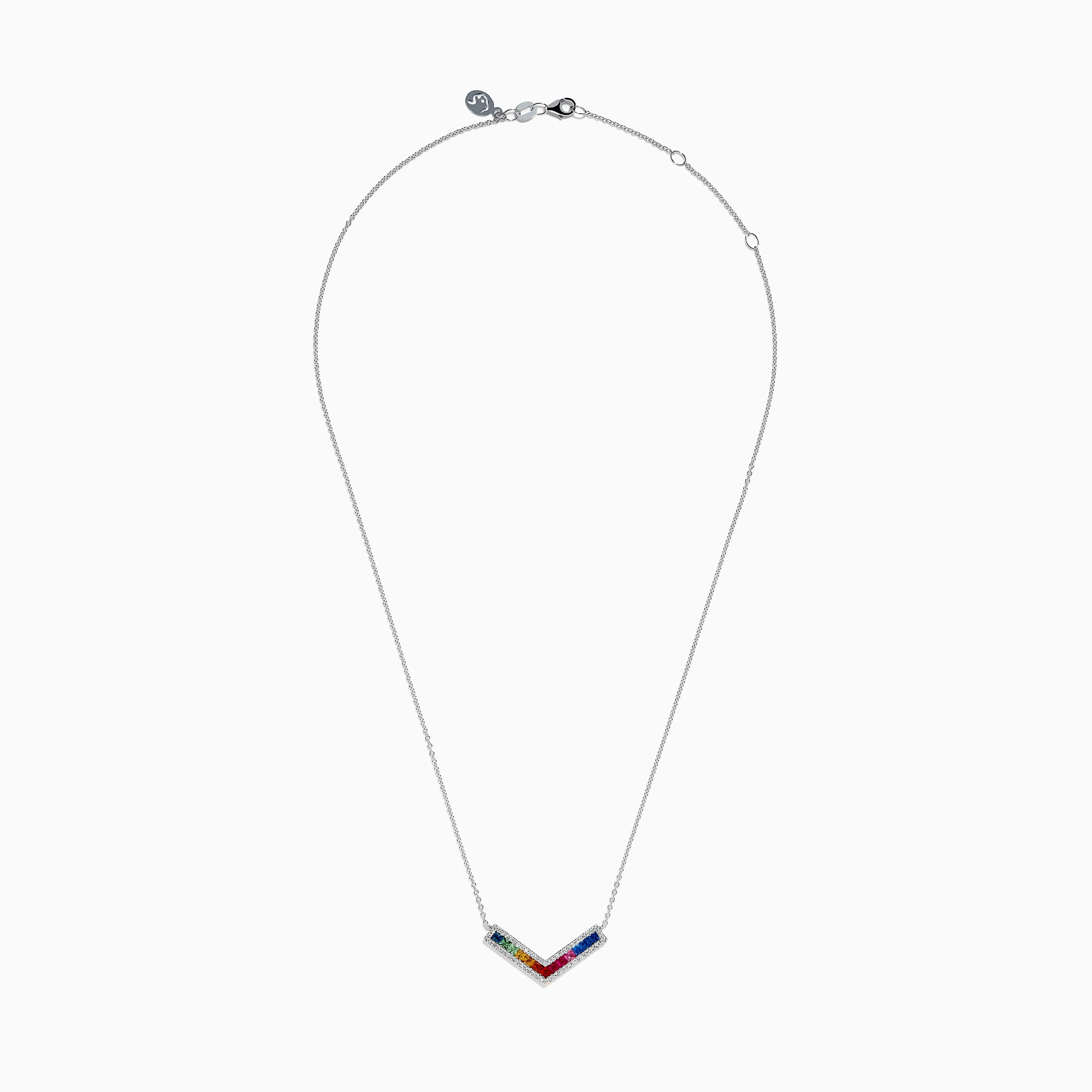 Watercolors 14K White Gold Multi Sapphire and Diamond Collarbone Necklace sold by Effy product image thumbnail 3