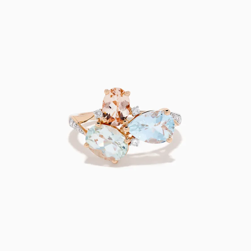 14K Rose Gold Semi Precious Mix Stone and Diamond Ring made by Effy