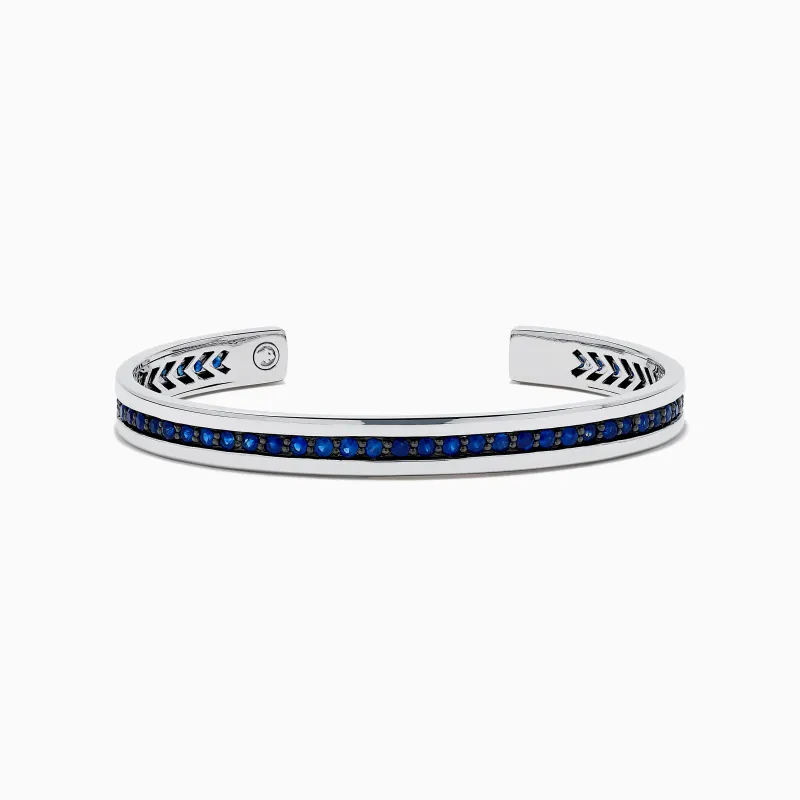 Men's 925 Sterling Silver and Blue Sapphire Bracelet sold by Effy