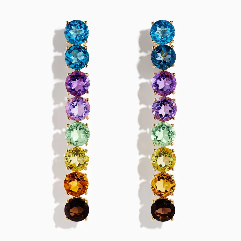 Mosaic 14K Yellow Gold Semi Precious Drop Earrings sold by Effy