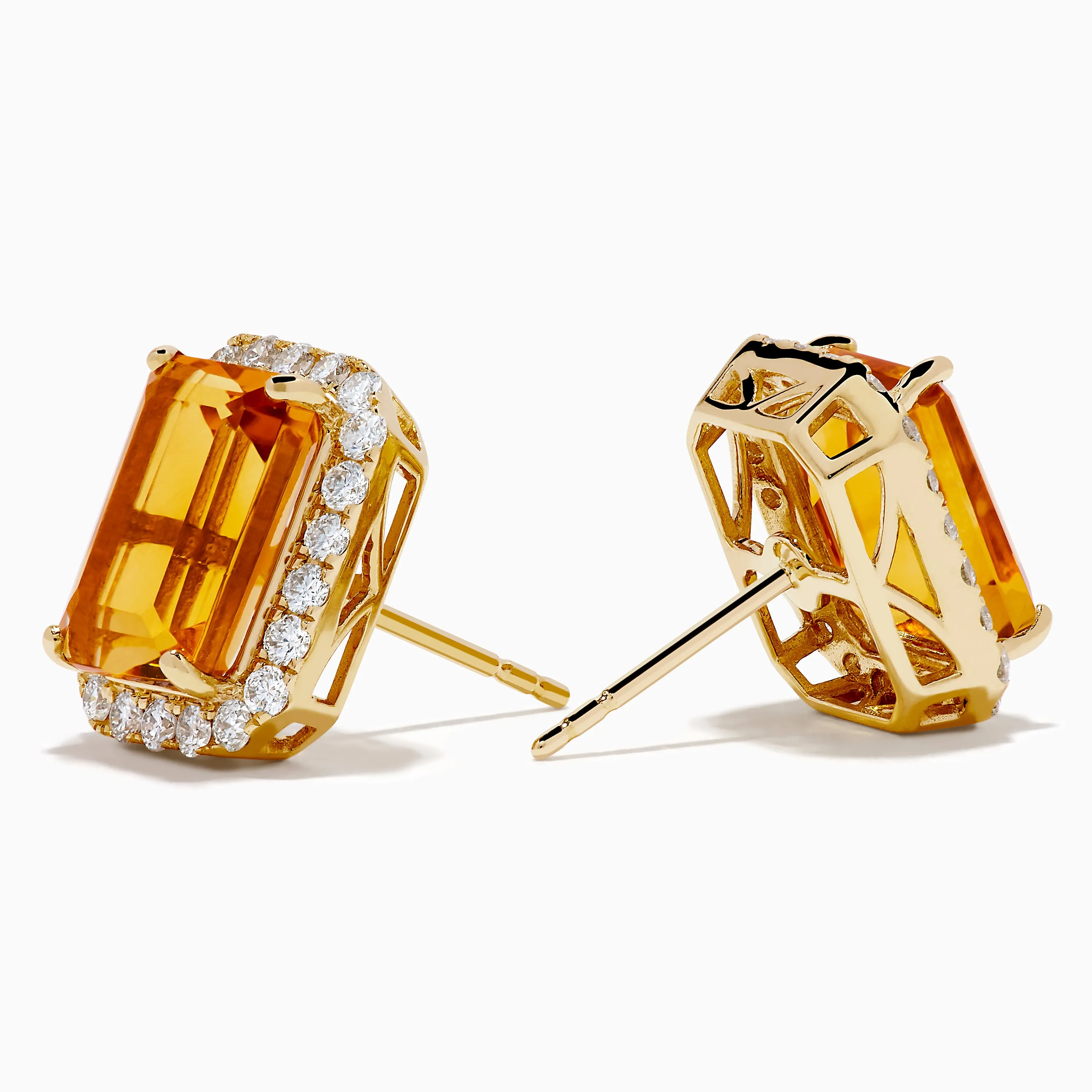 14K Yellow Gold Citrine and Diamond Halo Earrings sold by Effy product image thumbnail 2
