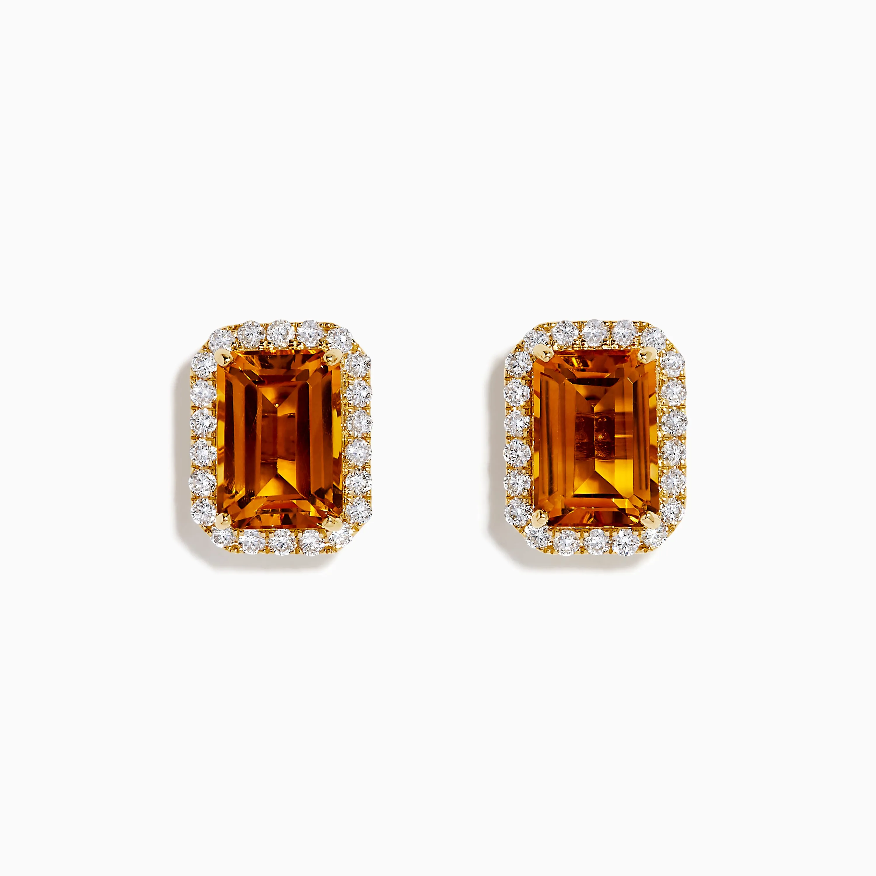 14K Yellow Gold Citrine and Diamond Halo Earrings sold by Effy