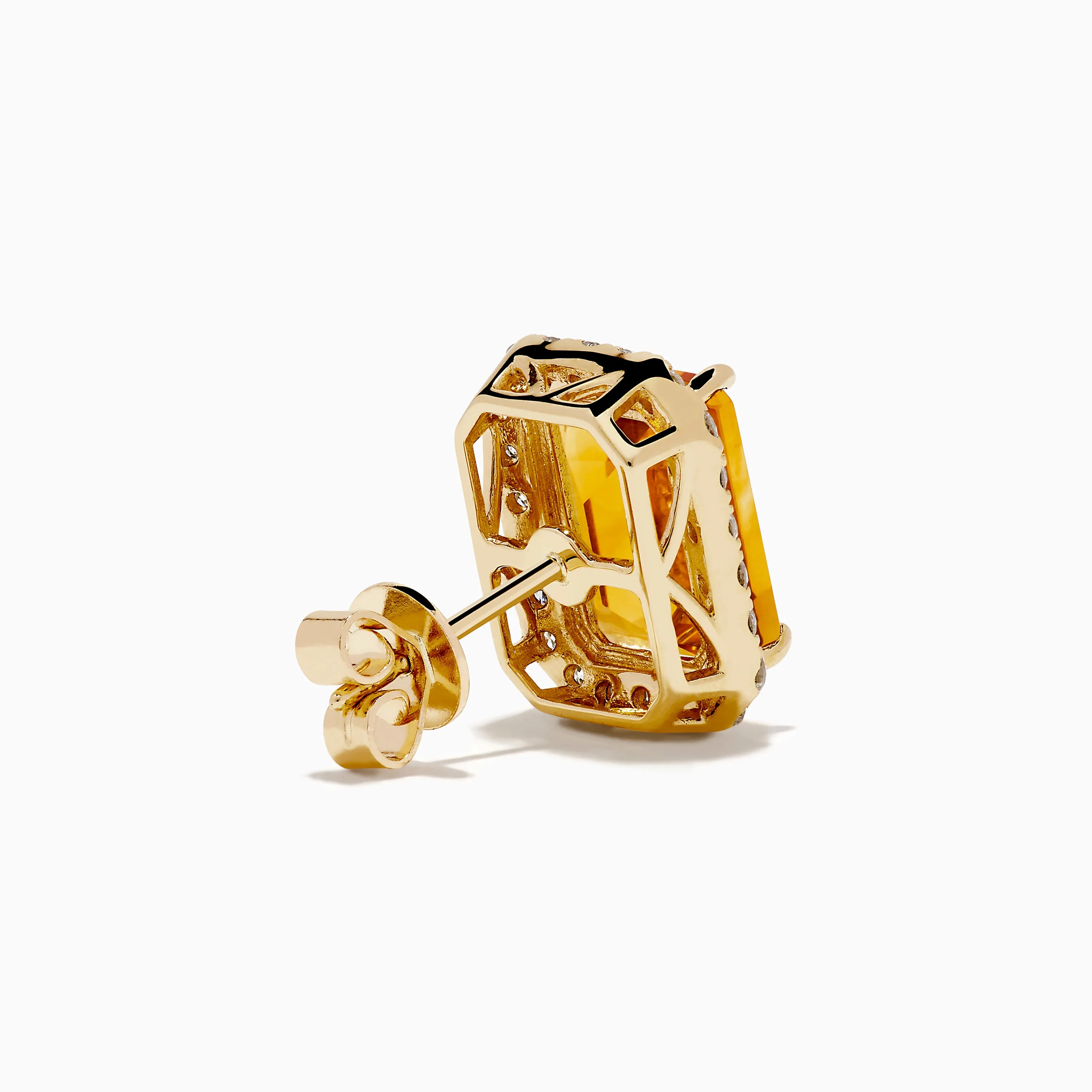 14K Yellow Gold Citrine and Diamond Halo Earrings sold by Effy product image thumbnail 4