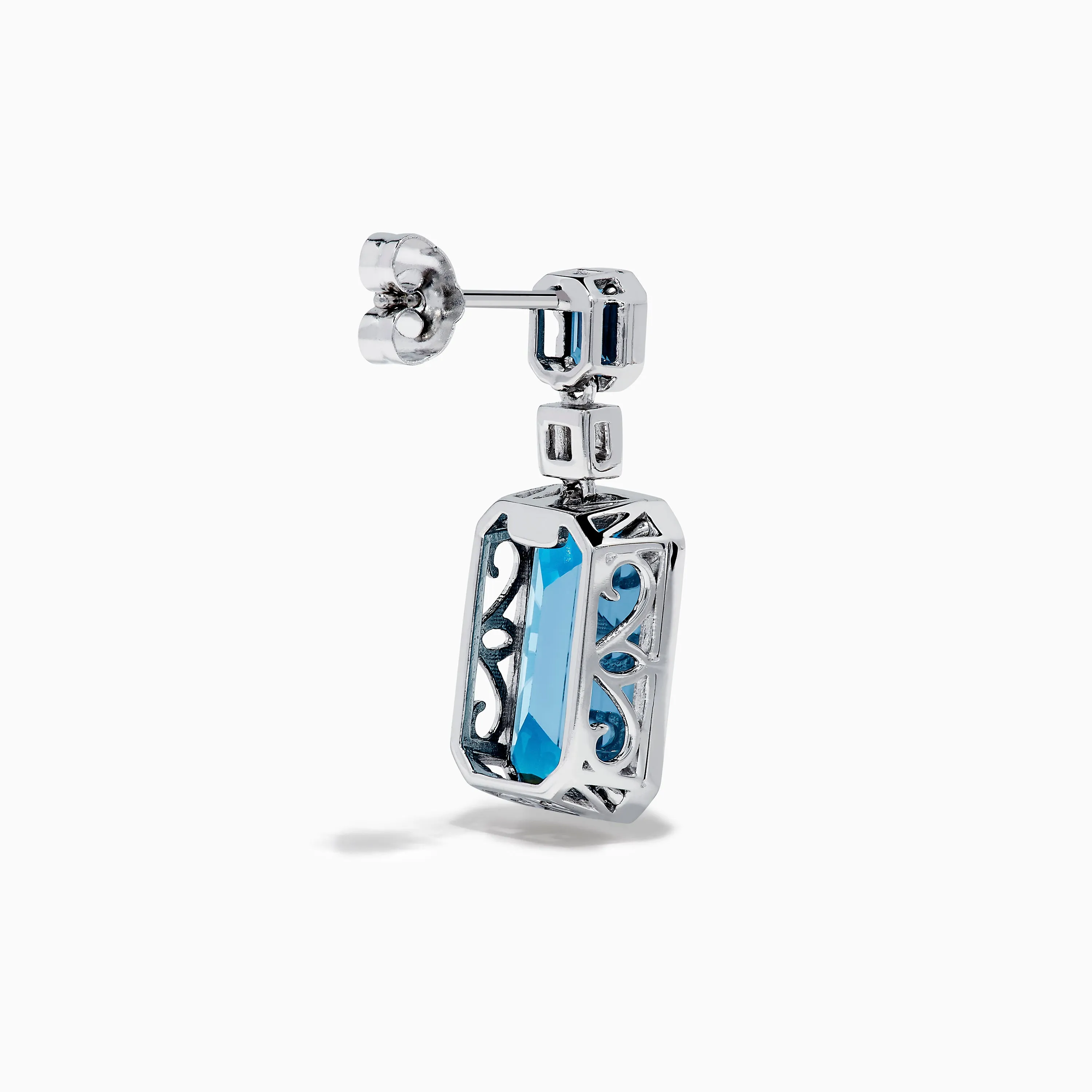 14K White Gold Blue Topaz and Diamond Geometric Drop Earrings sold by Effy product image thumbnail 4