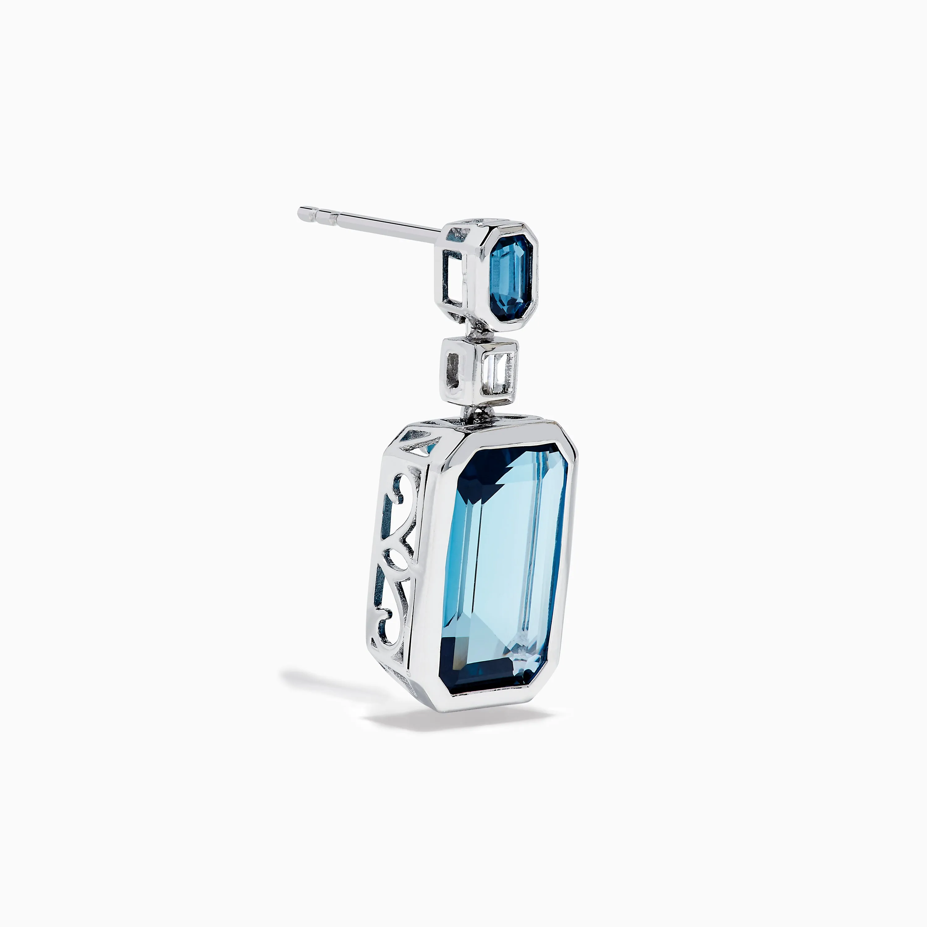 14K White Gold Blue Topaz and Diamond Geometric Drop Earrings sold by Effy product image thumbnail 3