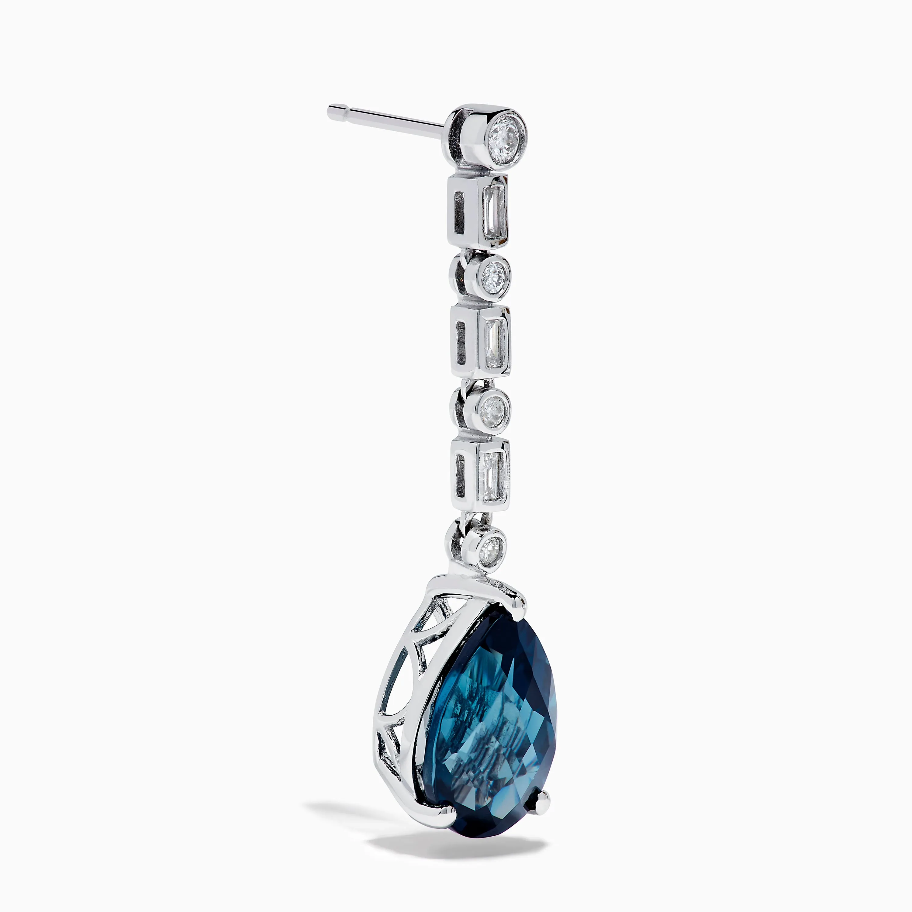 14K White Gold Blue Topaz and Diamond Linear Drop Earrings sold by Effy product image thumbnail 3