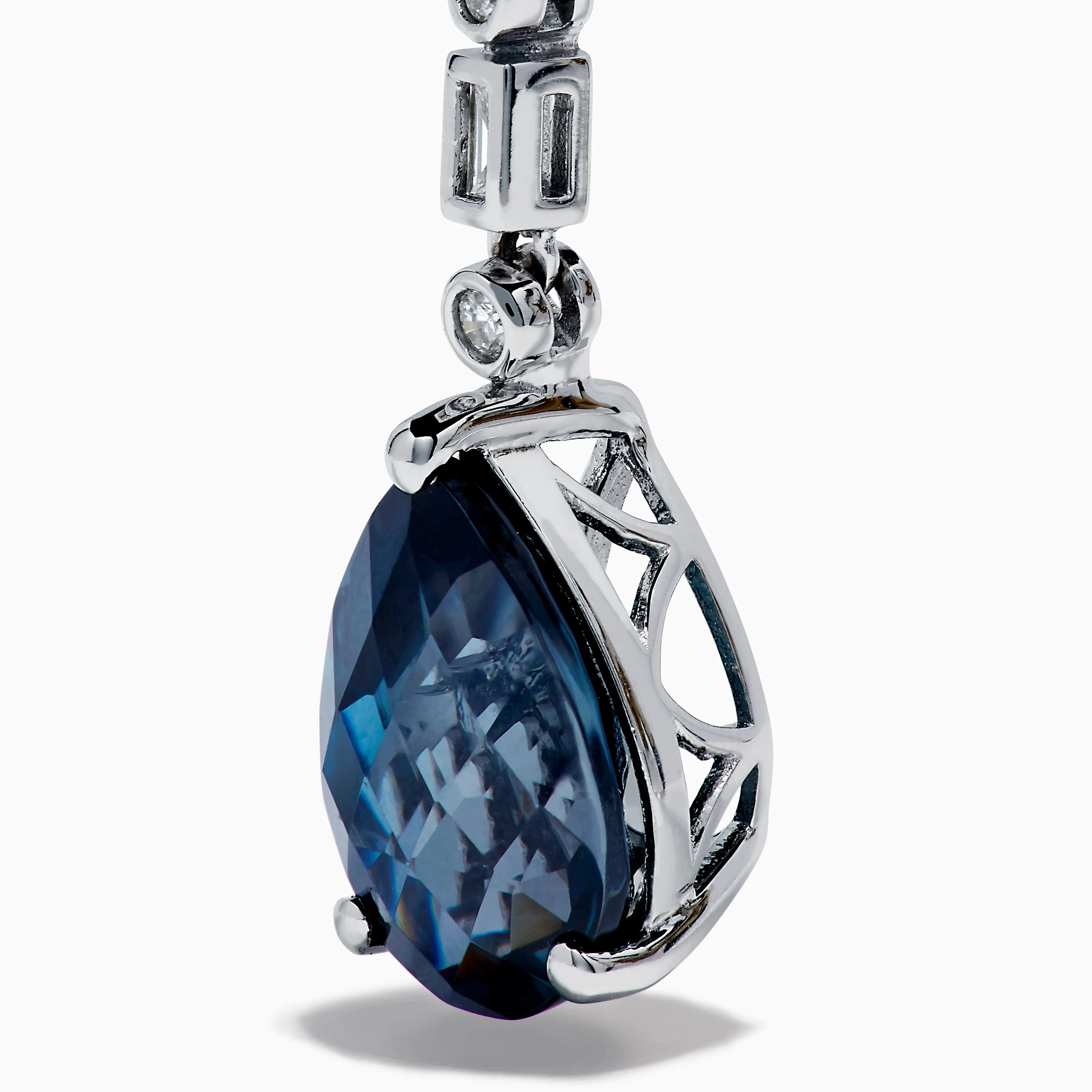 14K White Gold Blue Topaz and Diamond Linear Drop Earrings sold by Effy product image thumbnail 2