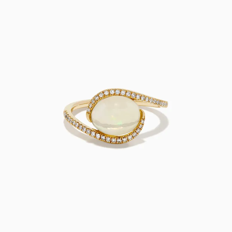 14K Yellow Gold Ethiopian Opal and Diamond Swirl Ring sold by Effy