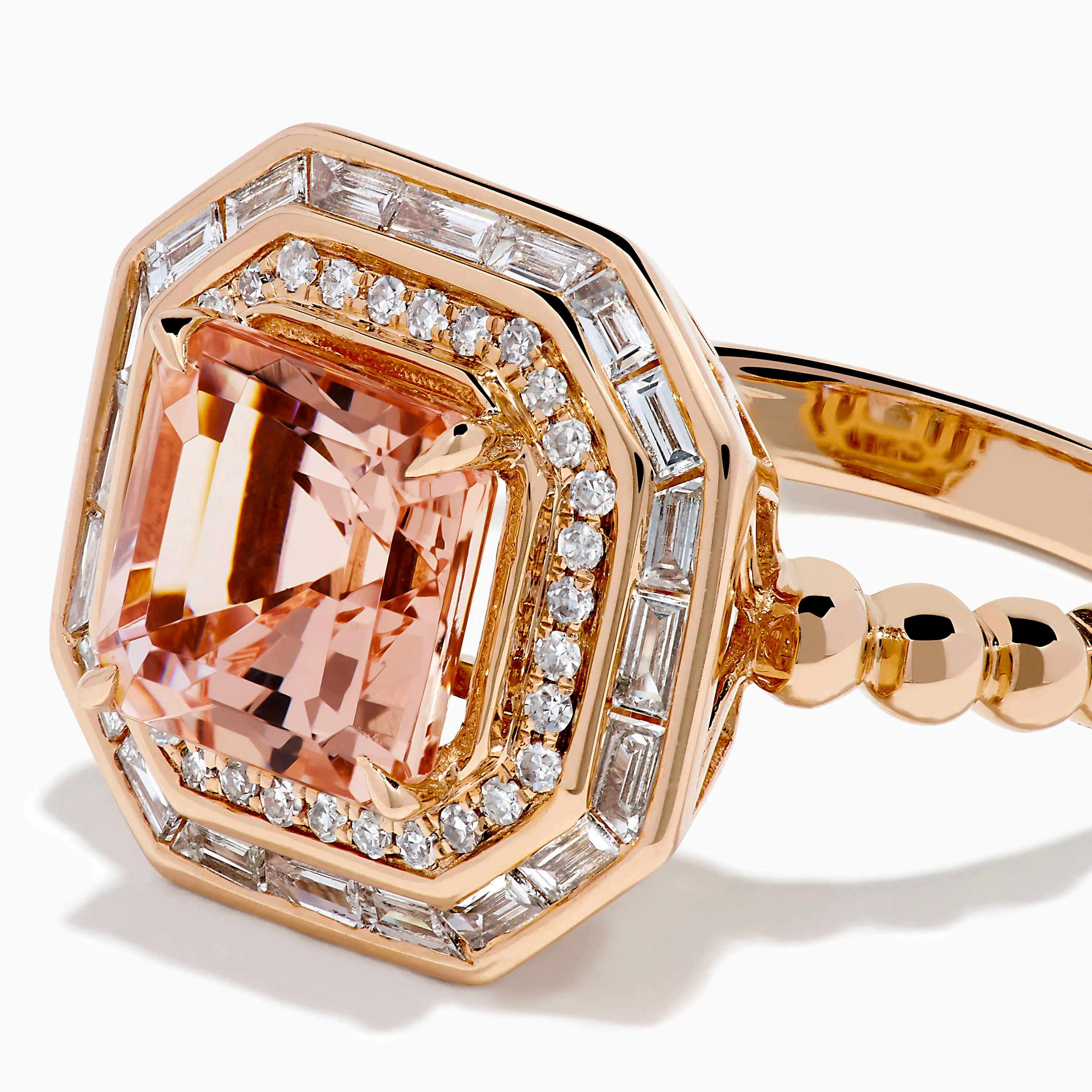 14K Rose Gold Morganite and Diamond Geometric Halo Ring sold by Effy product image thumbnail 2