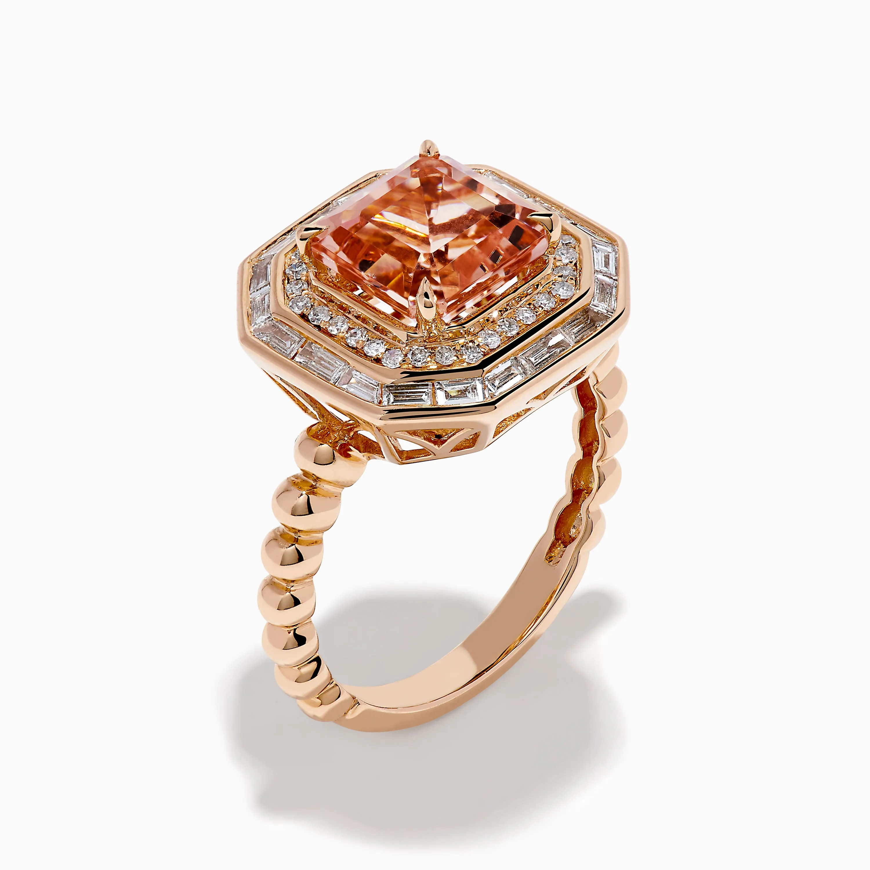 14K Rose Gold Morganite and Diamond Geometric Halo Ring sold by Effy product image thumbnail 4