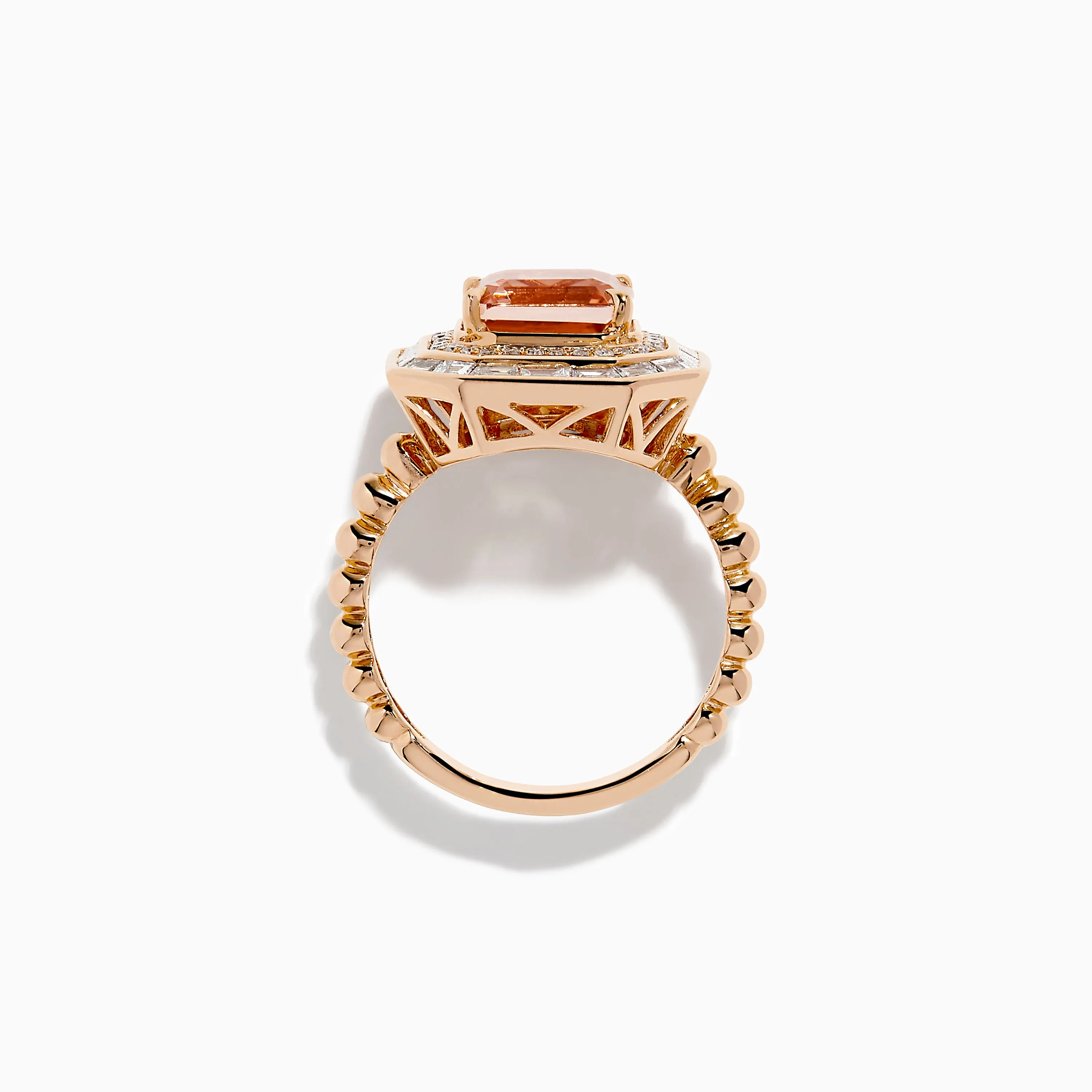 14K Rose Gold Morganite and Diamond Geometric Halo Ring sold by Effy product image thumbnail 3