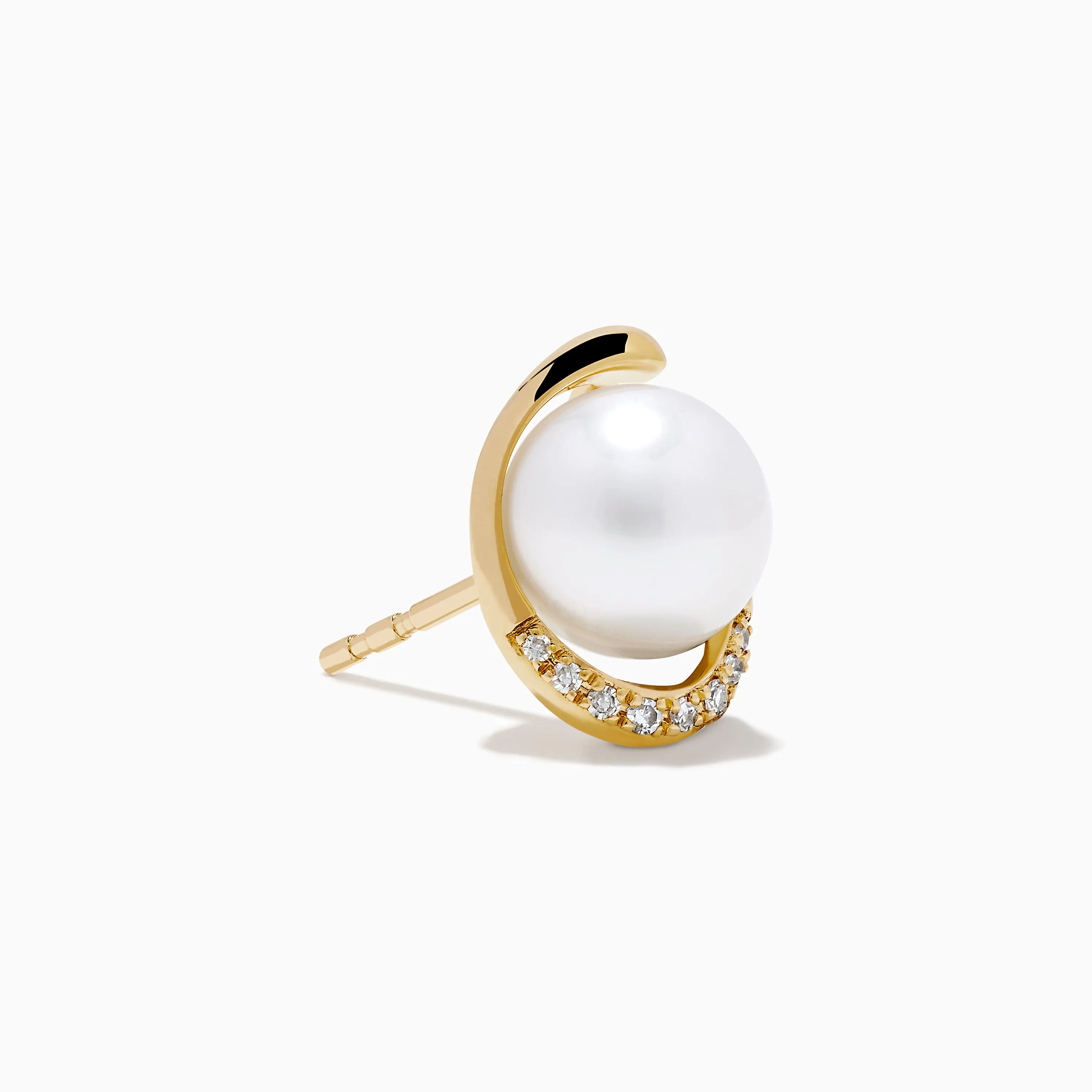 14K Yellow Gold Cultured Pearl and Diamond Stud Earrings sold by Effy product image thumbnail 3