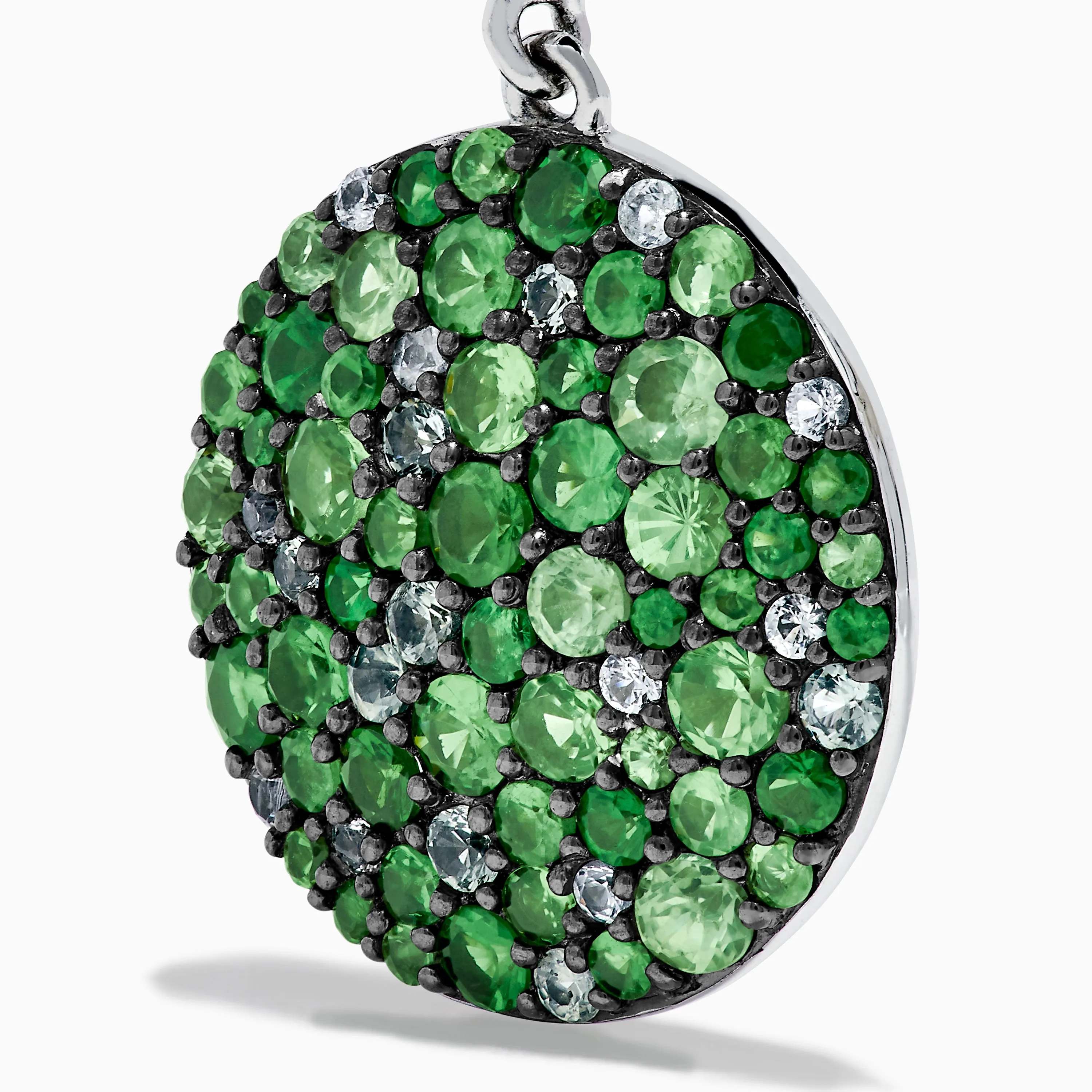 925 Sterling Silver Multi Sapphire and Diamond Pave Disc Dangle Earrings sold by Effy product image thumbnail 2