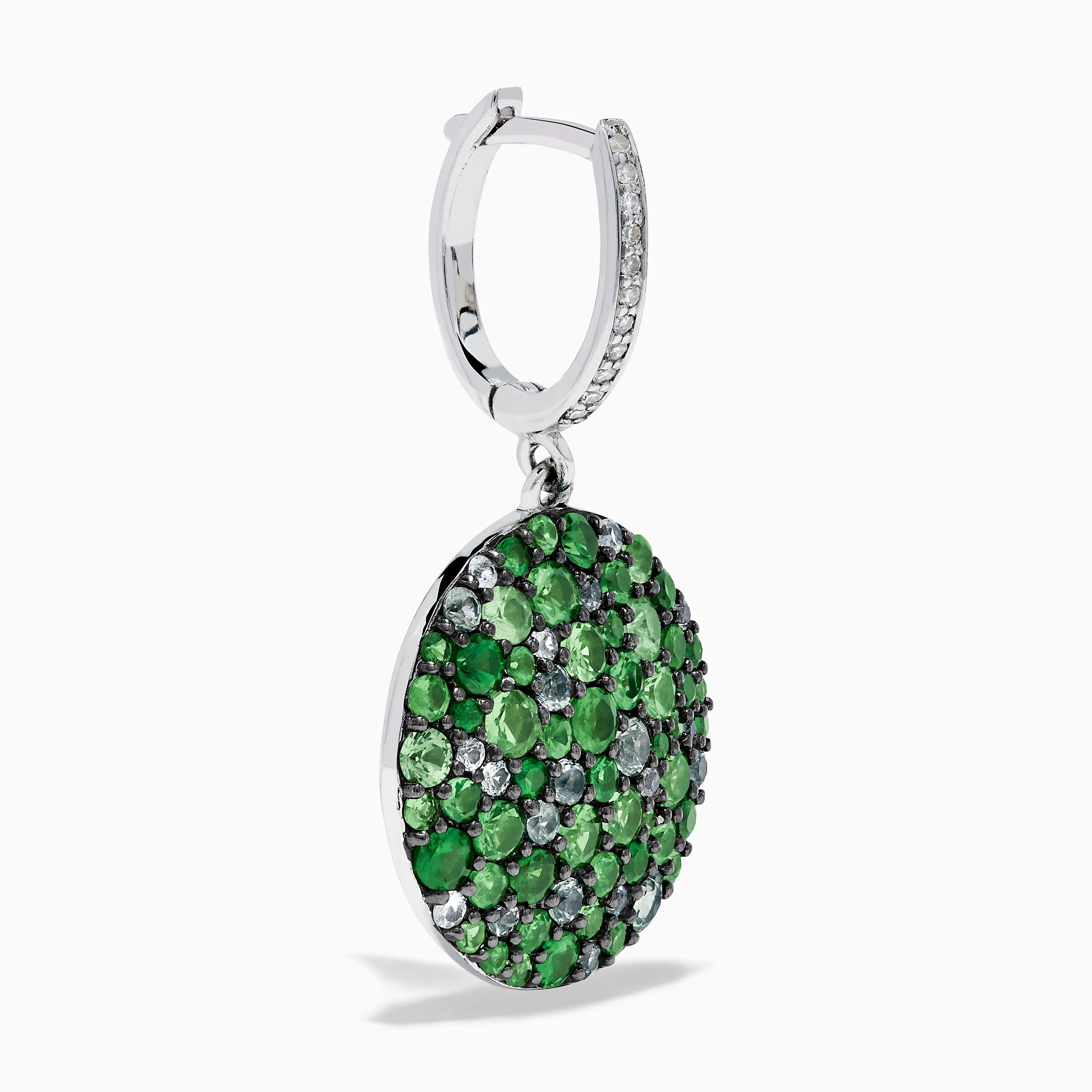 925 Sterling Silver Multi Sapphire and Diamond Pave Disc Dangle Earrings sold by Effy product image thumbnail 3