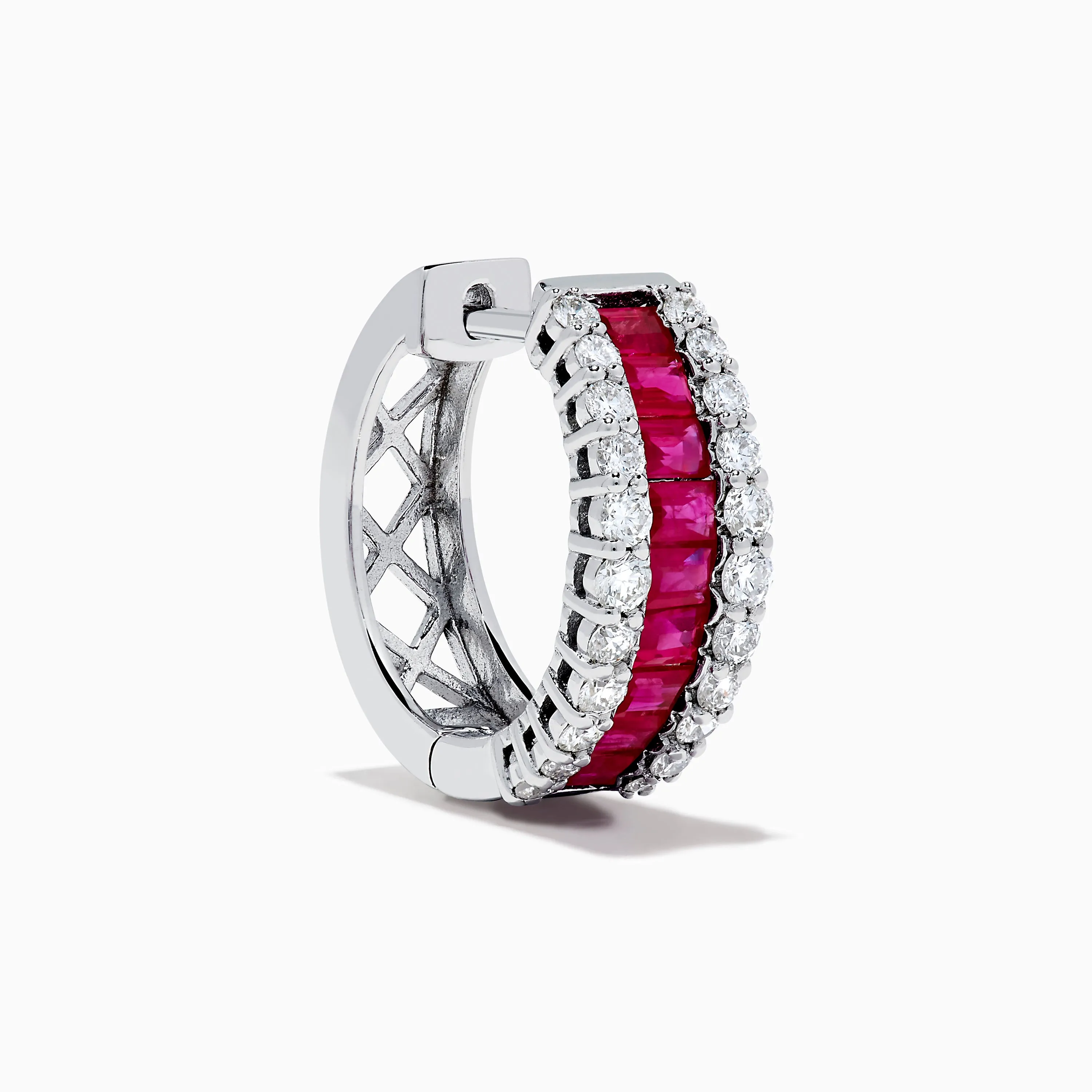 14K White Gold Ruby and Diamond Huggie Earrings sold by Effy product image thumbnail 3